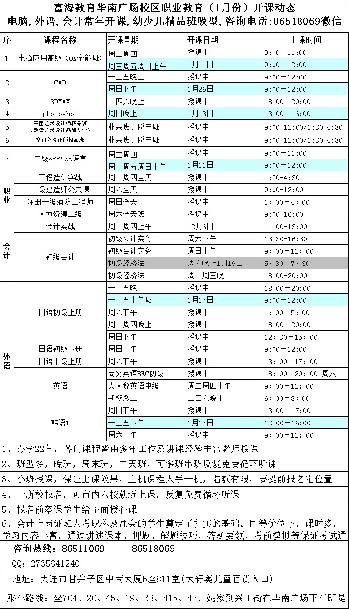 華南校區(qū)·電腦外語(yǔ)會(huì)計(jì)專(zhuān)升本課程·2019年1月最新開(kāi)課動(dòng)態(tài)